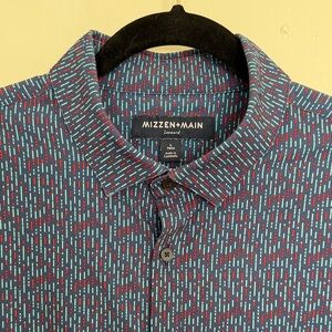 Mizzen+Main Blue and Red Patterned Casual Leeward Shirt